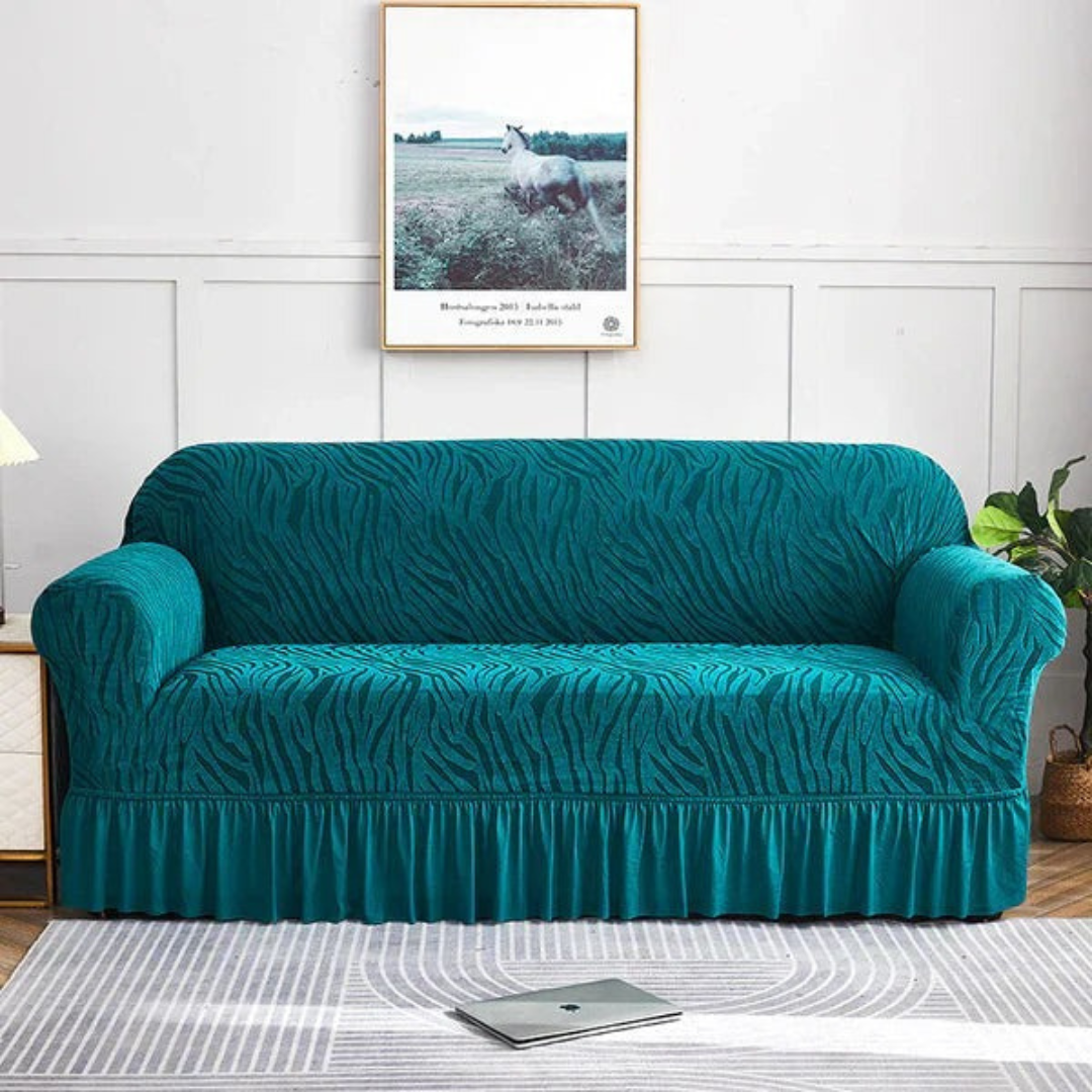 Zebra Velvet Turkish Sofa Cover - Zinc