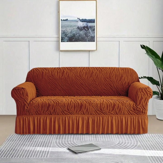 Zebra Velvet Turkish Sofa Cover - Copper