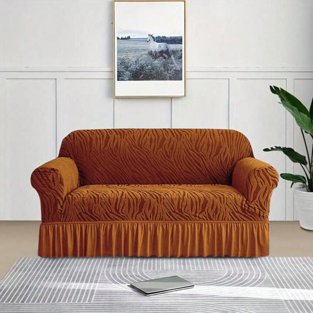 Zebra Velvet Turkish Sofa Cover - Copper