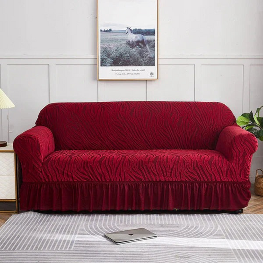 Zebra Velvet Turkish Sofa Cover - Maroon