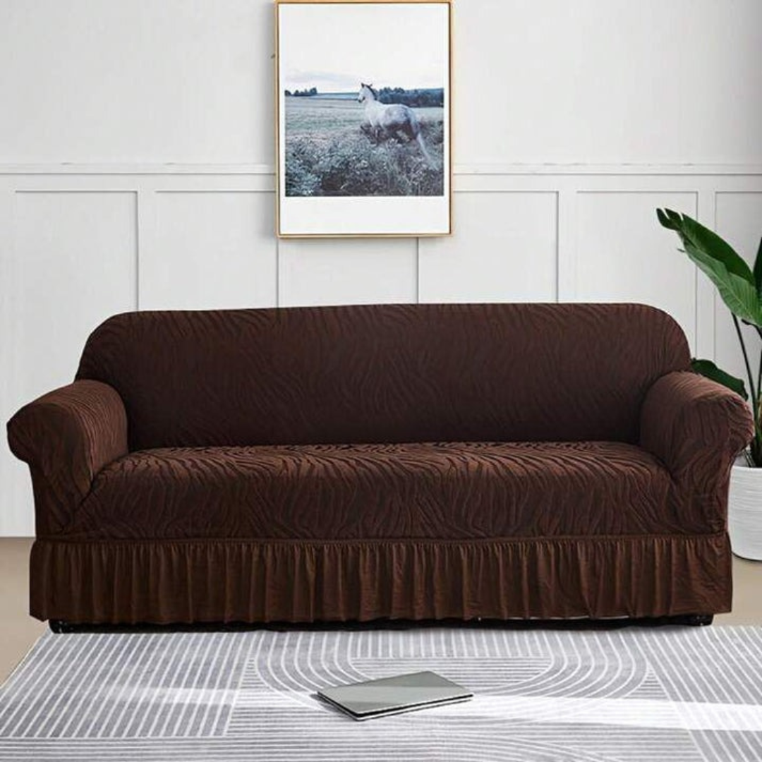 Zebra Velvet Turkish Sofa Cover - Brown