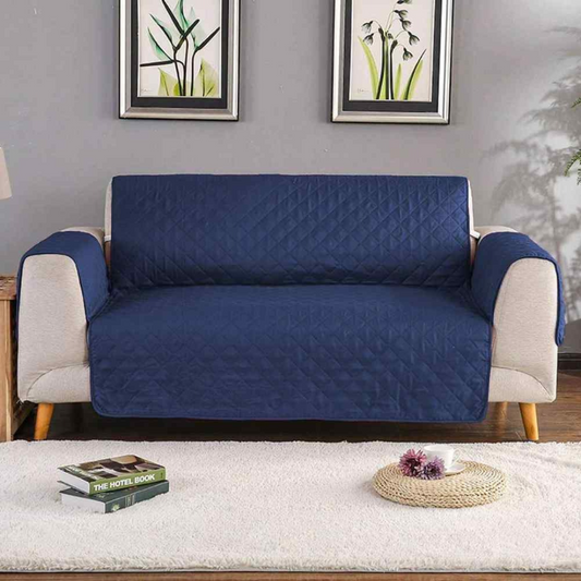 Cotton Quilted Sofa Cover - Blue